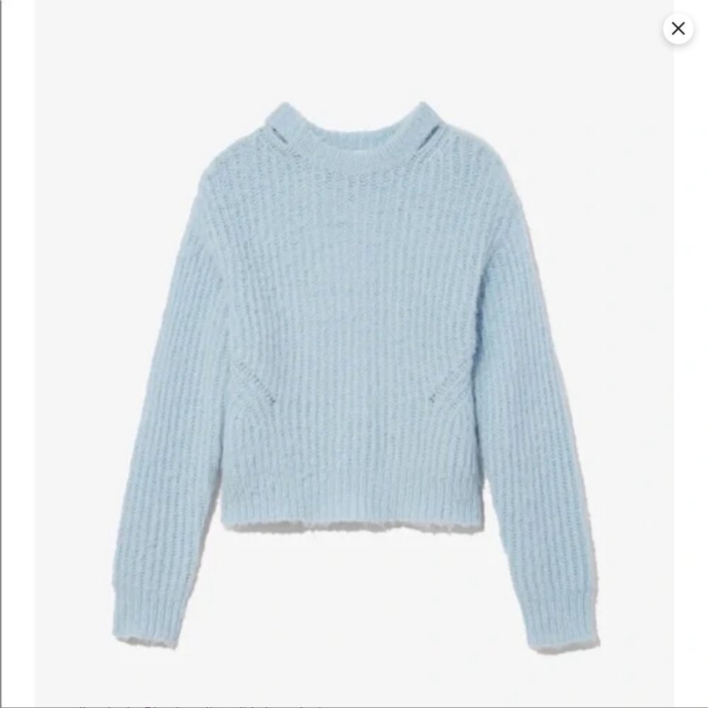 Proenza Schouler Baby Blue Cropped Alpaca Sweater w/ Cut-Outs (Small)